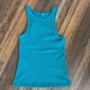 Women’s Teal Ribbed Tank Top - Classic Sleeveless Style